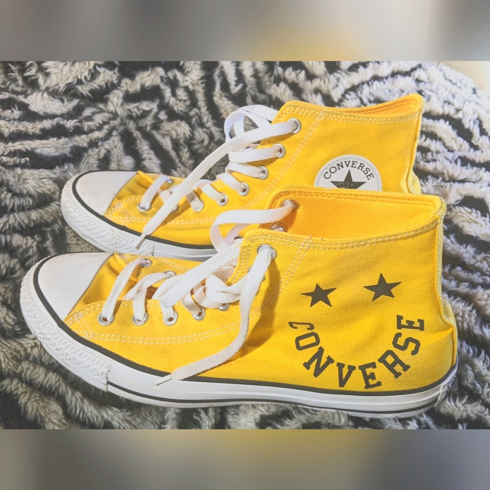 Yellow Converse high tops